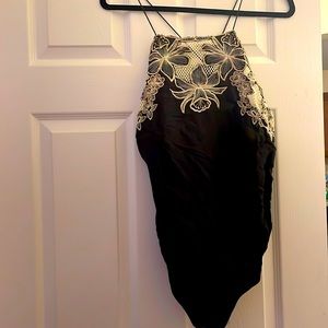 Free people black and lace body suit